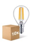 Confezione Multipack 10x Philips Corepro LED Lustre E14 Sferica Filamento Chiara 6.5W 806lm - 827 Bianco Molto Caldo | Sostitutiva 60W